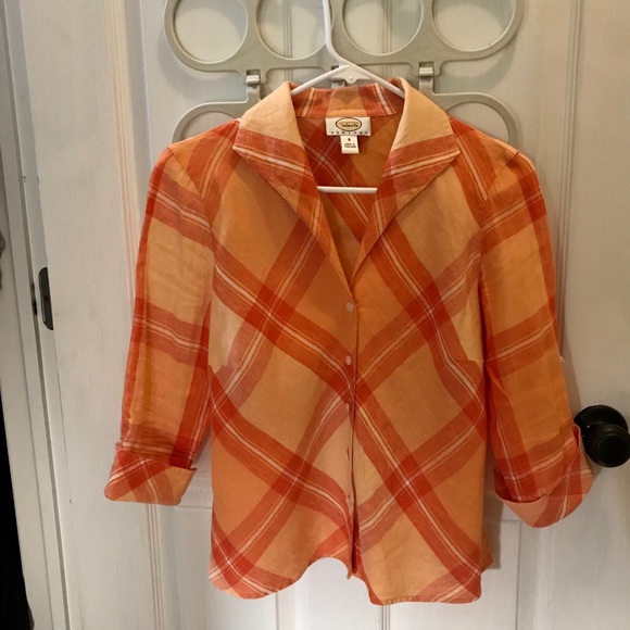 Talbots Lightweight Linen Button Down Collar Shirt - Picture 2 of 8